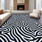 Abstract Black White Organic Lines Rug