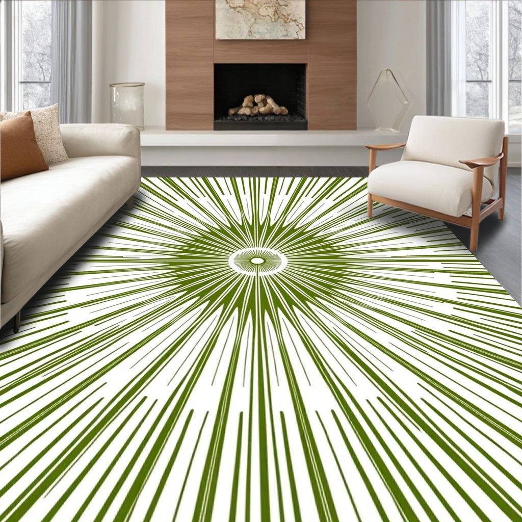 Radiant Green Burst Sunburst Rug