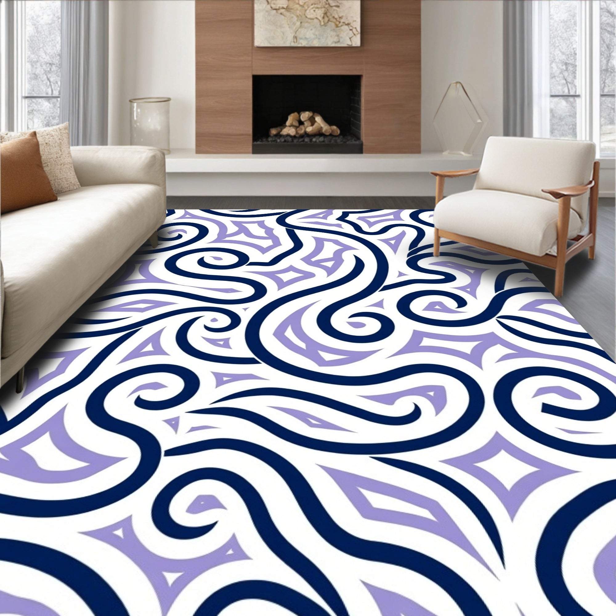 Bold Swirls Graphic Pattern Rug
