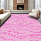 Pink Abstract Wavy Lines Design Rug