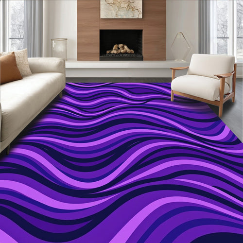 Abstract Purple Wave Pattern Rug