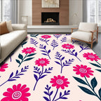 Bold Floral Branches Pattern Design Rug