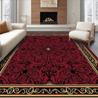 Rich Red Black Gold Scrollwork Rug
