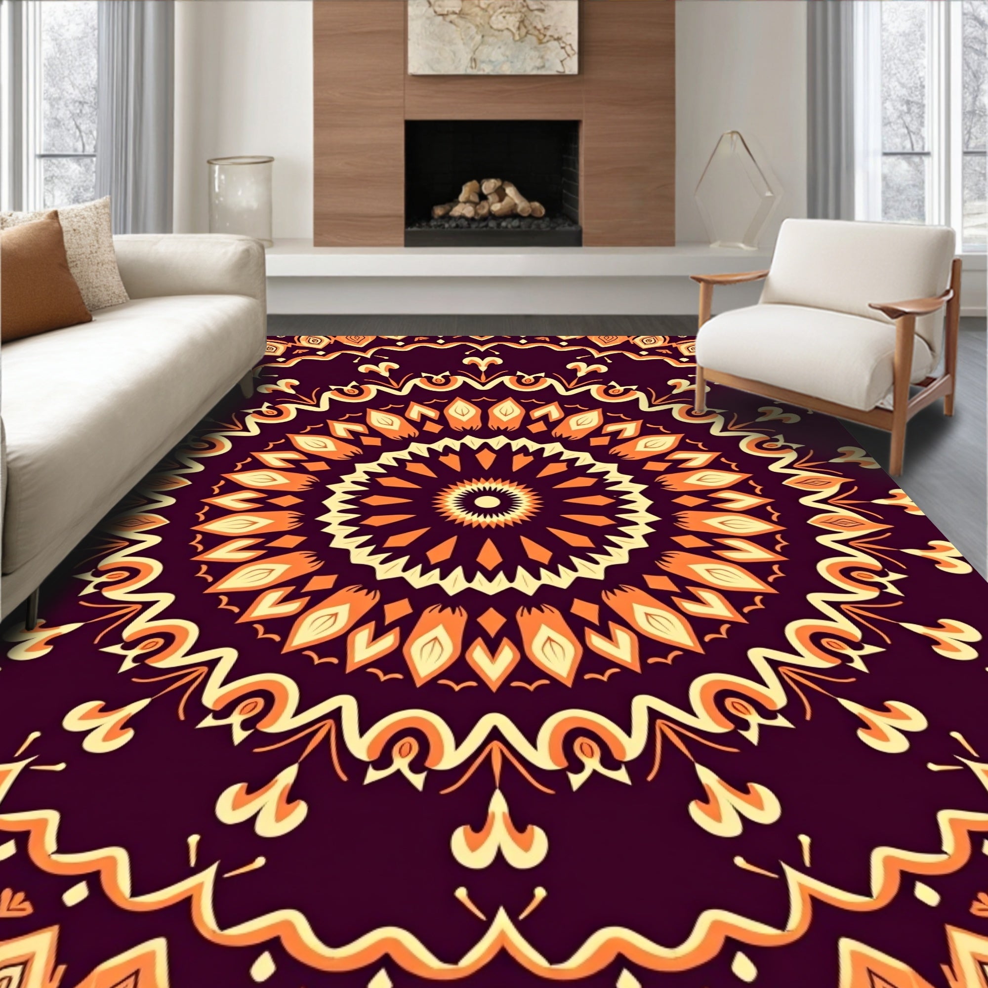 Mandala Pattern Warm Tones Rug