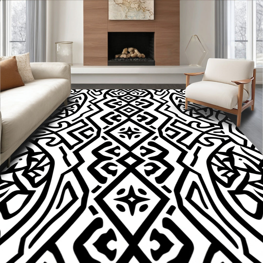 Tribal Geometric Maze Pattern Rug