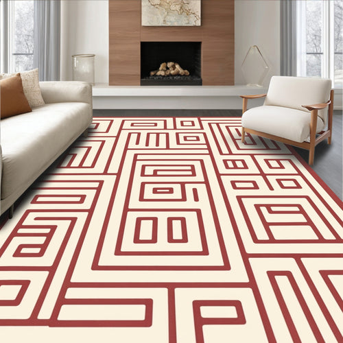 Abstract Geometric Maze Pattern Rug