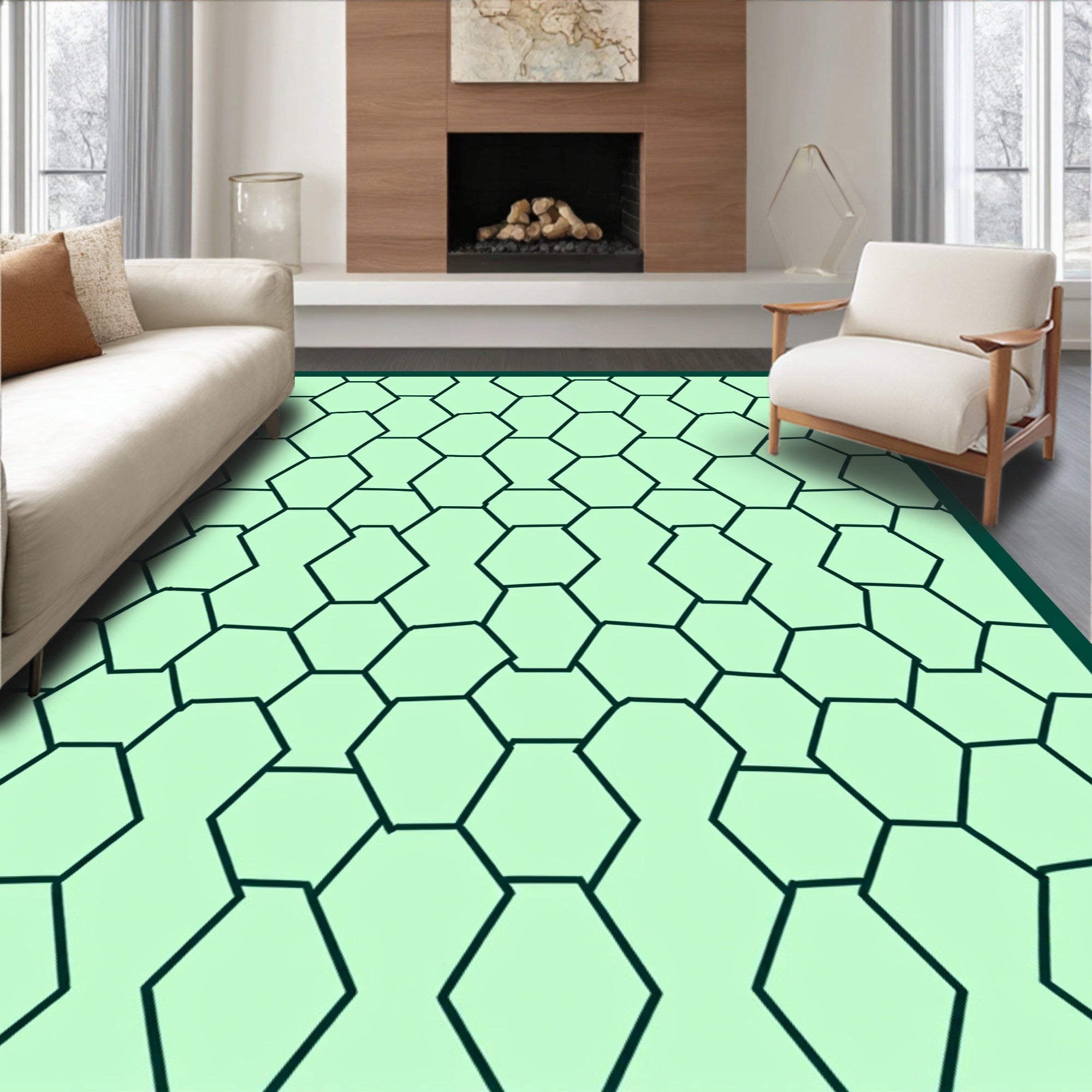 Hexagon Pattern With Slight Irregularity Rug