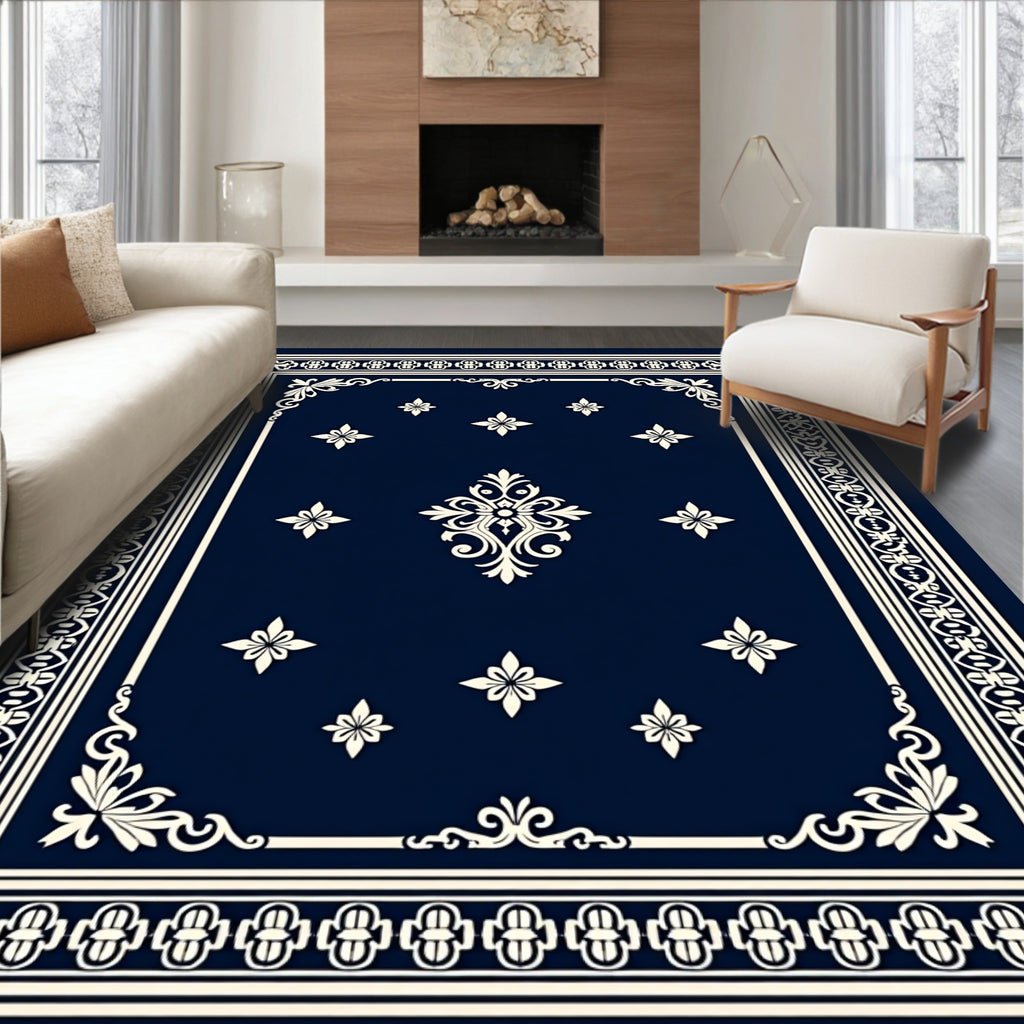 Ornate Floral Scrolls Border Design Rug