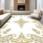 Elegant Golden Floral Scroll Border Rug