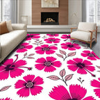 Vibrant Pink Flower Motif Design Rug