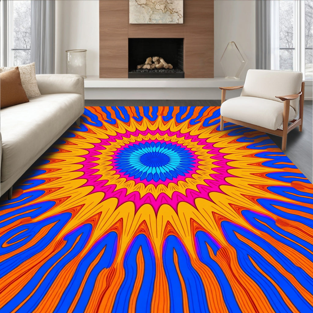 Vibrant Abstract Psychedelic Pattern Rug