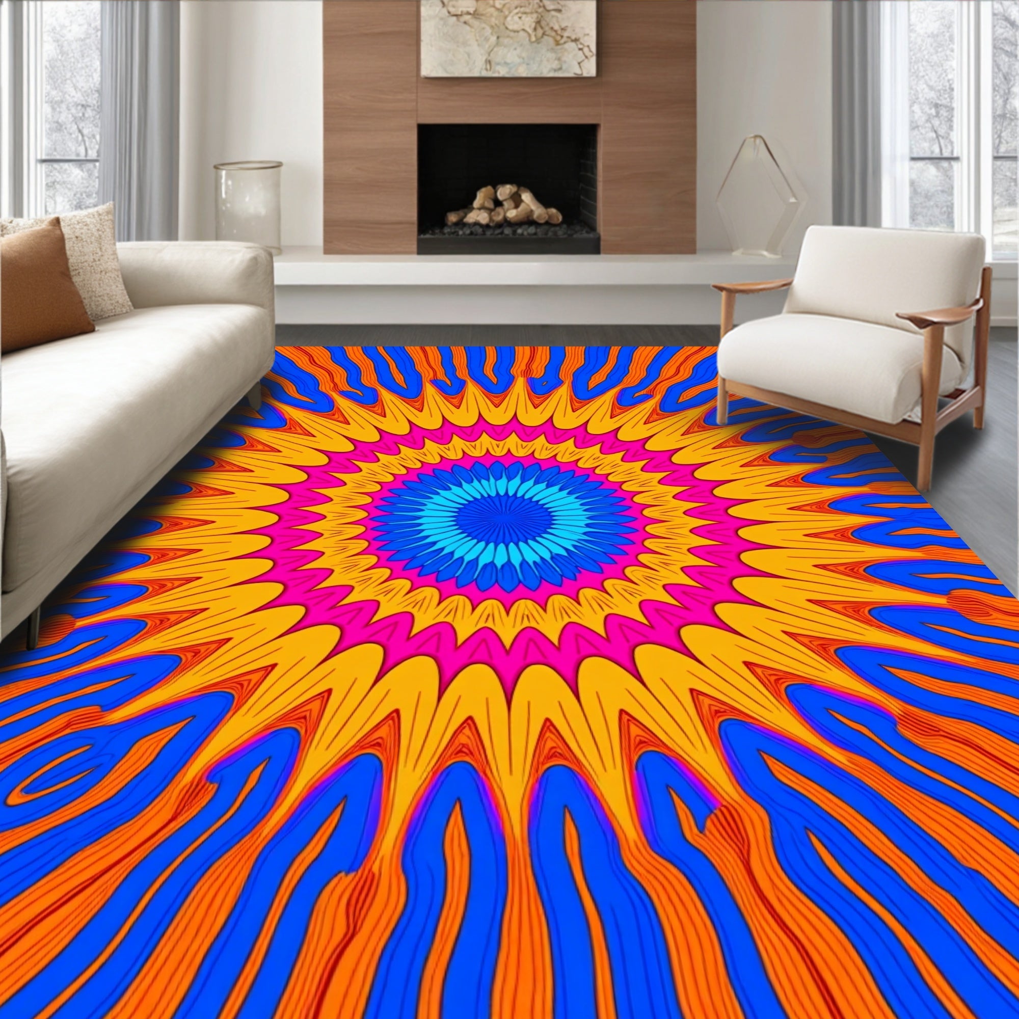 Vibrant Abstract Psychedelic Pattern Rug
