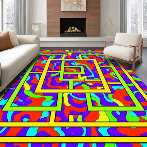 Abstract Geometric Maze Pattern Rug