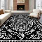 Monochromatic Abstract Geometric Mandala Design Rug