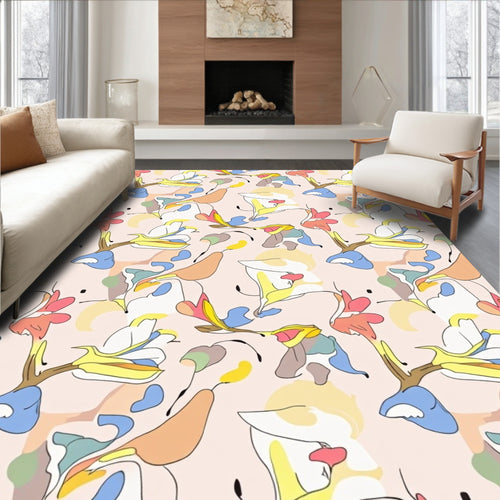 Abstract Floral Swirls Pattern Rug