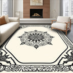 Classic Mandala Bordered Floral Design Rug