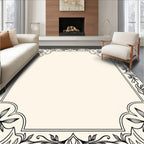 Black Outline Floral Border Rug