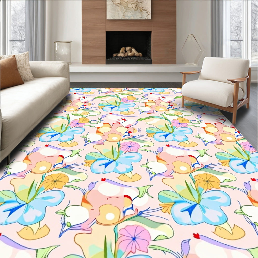 Abstract Floral Pattern With Pastel Hues Rug