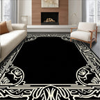 Ornate Ivory Art Nouveau Scroll Frame Rug