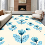 Simple Blue Floral Pattern Rug