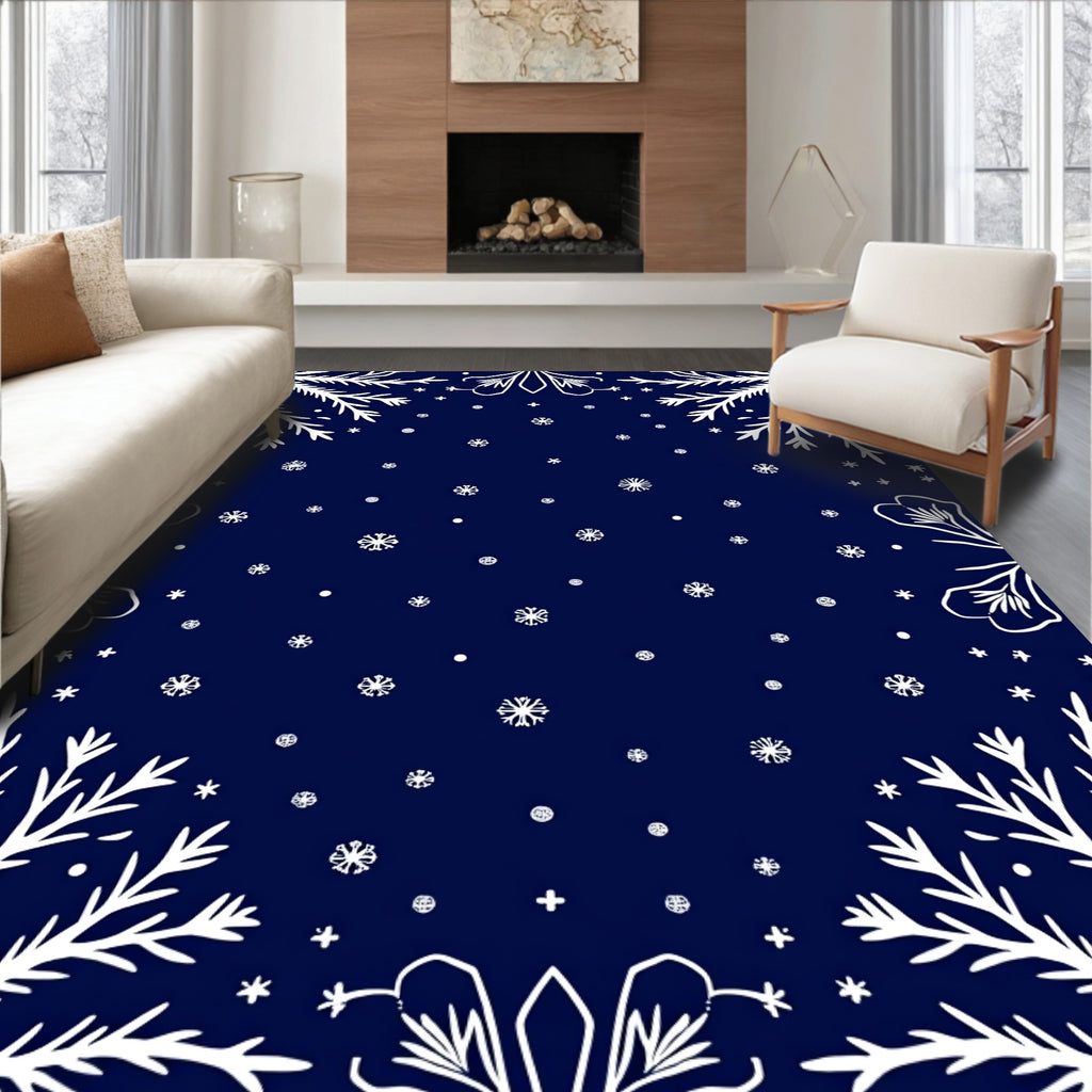 White Snowflake Floral Pattern Rug