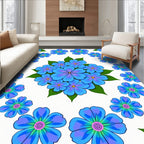 Blue Floral Bunch Scattered Rug
