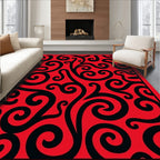 Bold Red Swirl Pattern Design Rug