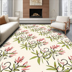 Whimsical Floral Leaf Swirl Design Rug
