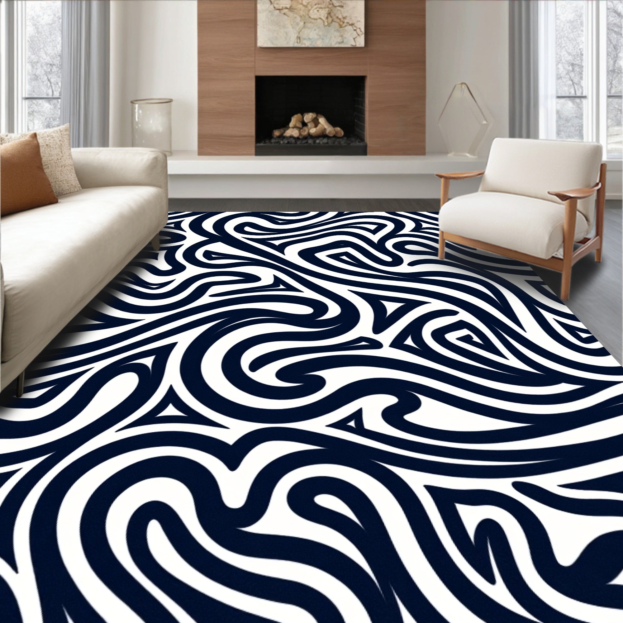 Bold Abstract Line Art Rug