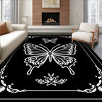 Classic Black White Butterfly Artistry Rug