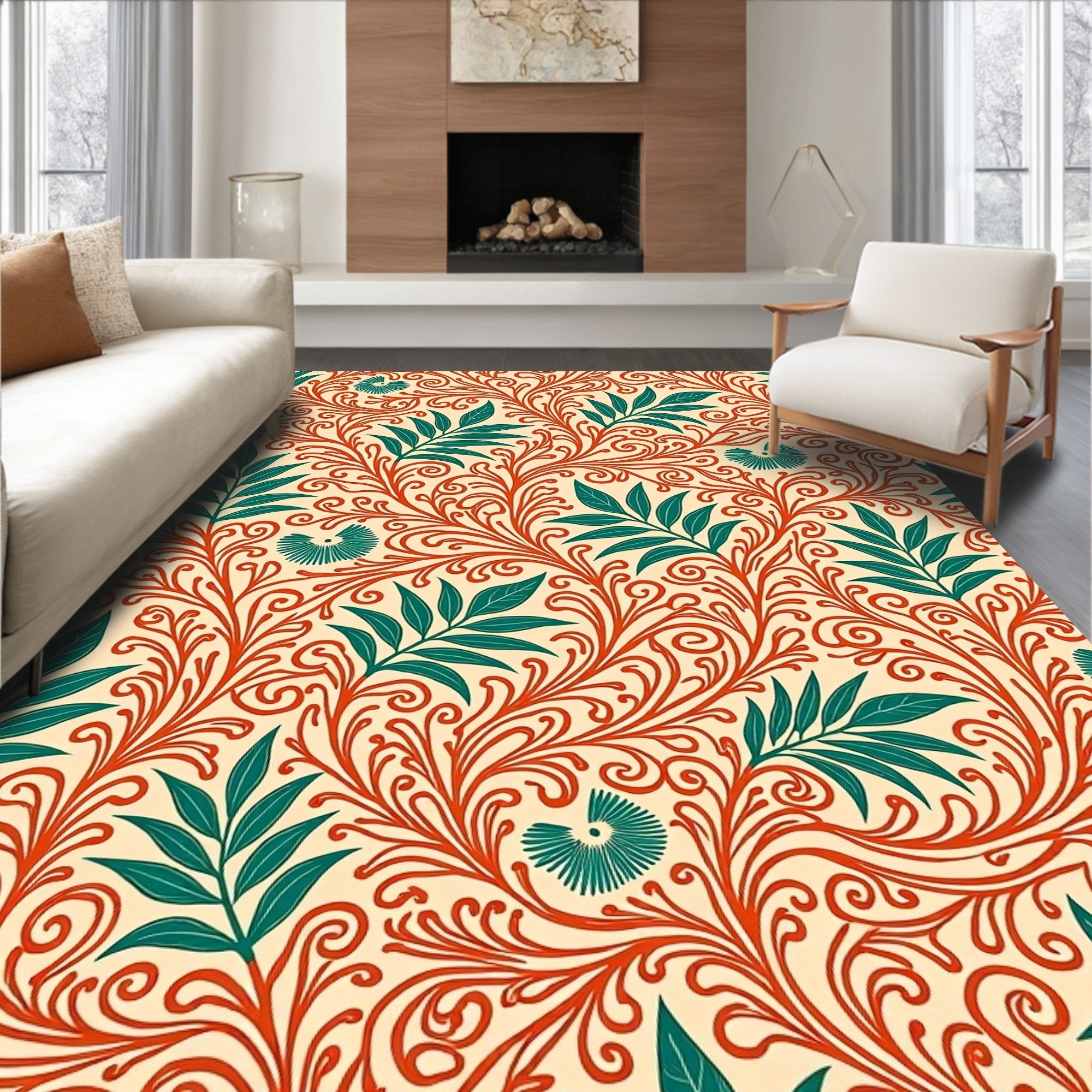 Intricate Floral Vine Pattern Design Rug