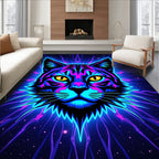Neon Cat Abstract Starry Night Rug