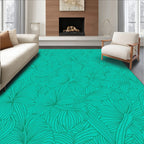 Teal Floral Swirl Pattern Rug