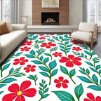 Red Floral Vine Wallpaper Pattern Rug