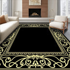 Ornate Flourish Decorative Border Design Rug