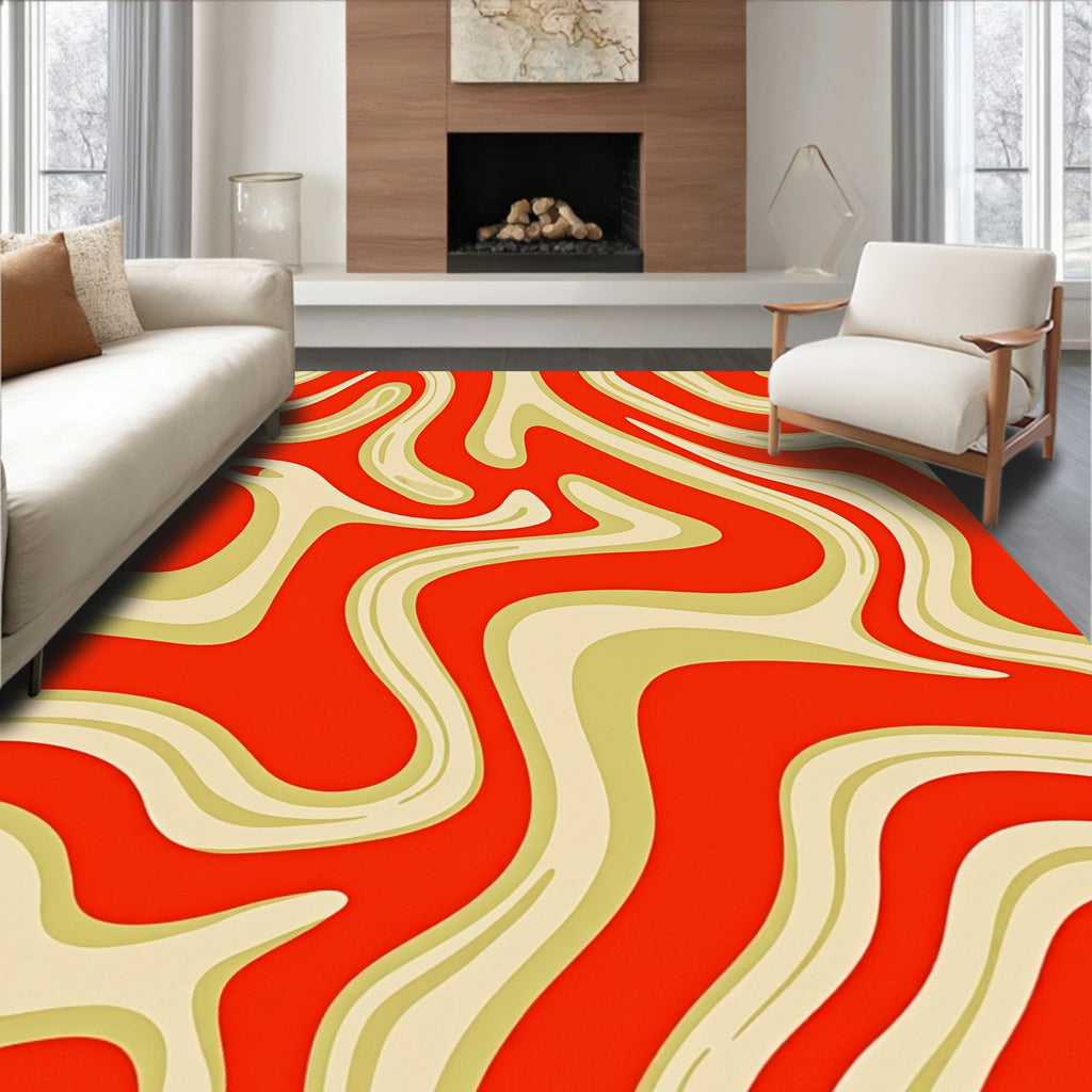 Retro Swirls Bright Pattern Rug