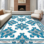 Blue Floral Medallion Vintage Pattern Rug