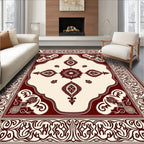 Intricate Red And Cream Symmetry Design Rug