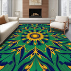 Radiant Geometric Floral Starburst Rug