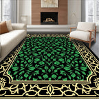 Emerald Green Floral Border Rug
