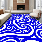 Vibrant Blue Swirl Pattern Rug