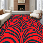 Bold Red Wavy Zebra Pattern Rug