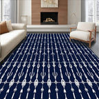 Navy White Vertical Linear Tribal Rug