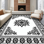 Ornate Black and White Mandala Design Rug