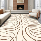 Organic Brown Wavy Line Pattern Rug