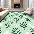 Emerald Green Leaf Boho Pattern Rug