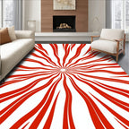 Radiating Red Wavy Lines Rug