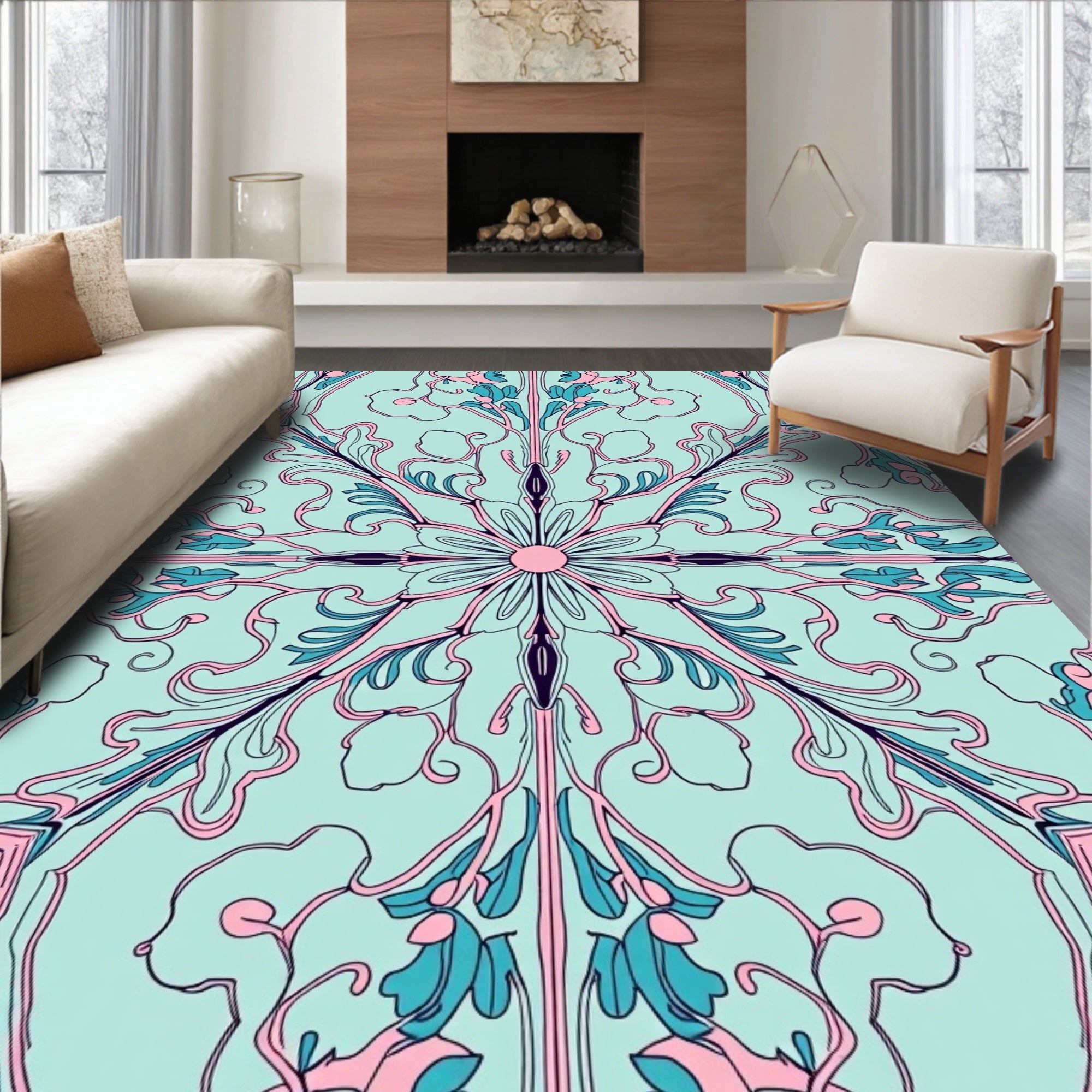 Art Nouveau Floral Pattern Rug