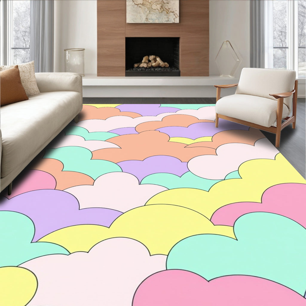 Playful Pastel Cloud Pattern Rug