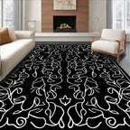 Symmetrical Line Art Floral Pattern Rug